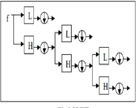 Fig. 1 Wavelet decomposition sequence (a) Original Image (b) Wavelet transform and decimation in column (c) Wavelet transform and decimation in row 