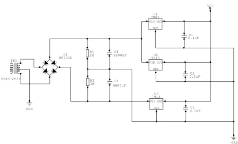 Figure 3: Circuit diagram for regulated power supply 