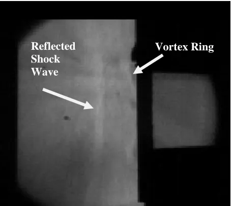 Figure 31 Reflected Shock Wave and Vortex Ring Leaving Exit Nozzle. 