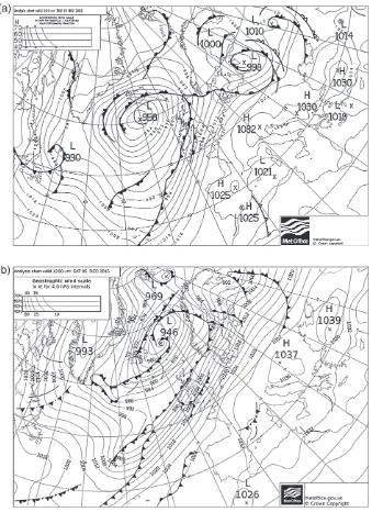 Figure 7. T+00 Surface analysis charts for (a) 0600  UTC5 December 2015 (lower). on 19 November 2009 and (b) 1200  UTC on  