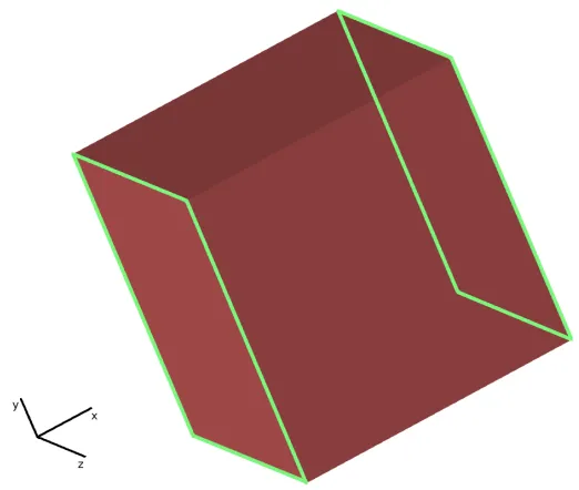 Figure 3.3 Waveguide simulation setup, scattering medium is in red, waveguide ports are out-lined in green.
