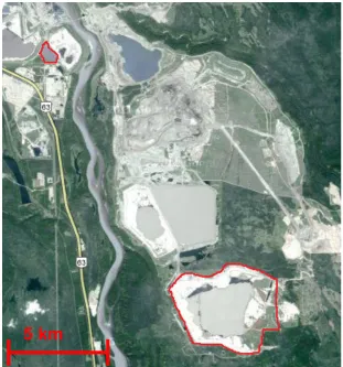 Figure   1.2:      Oil   sands   tailings   pond   schematic   showing   containment   basin,   fluid   fine   