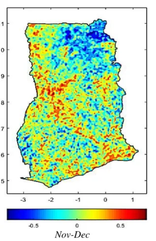 Table 2: Regional temporal correlation co-efficients for Rainfall and Vegetation Table 2 shows the correlation between Rainfall and 