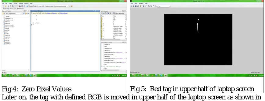 Figure 2 shows a snapshot of image which consists of a tulip flower having a red tag whose RGB is already defined in the MATLAB which is installed in the system