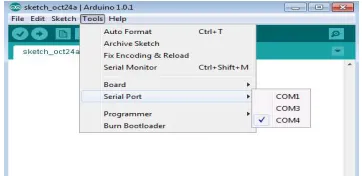 Fig 14:Tool-COM4 is selected for MATLAB-ARDUINO Connection 