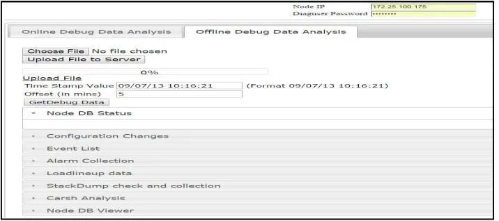 Fig 3: Screenshot of UI developed for Online Debugging  