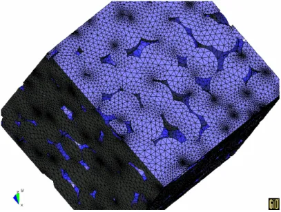 Figure 3: Computer generated stochastic representative volume  element (RVE) of sinter material for the computation of effective 
