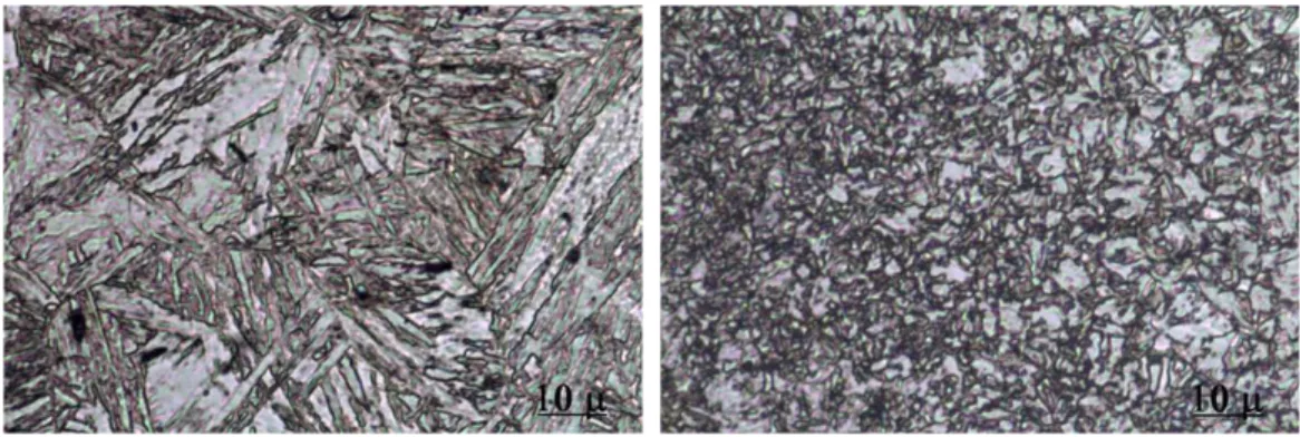 Fig. 1.   Microstructure of the laser: (a) weld; (b) HAZ  