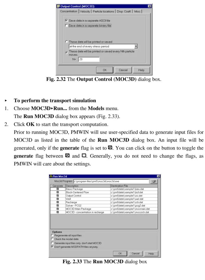 Fig. 2.33 The Run MOC3D dialog box