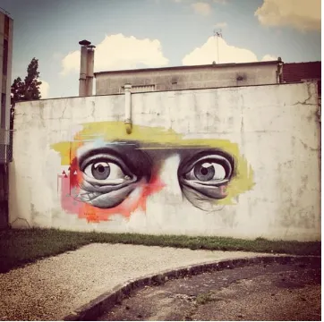 Fig.3: Slow’s disembodied eyes on a wall in Vitry Sur Seine. 