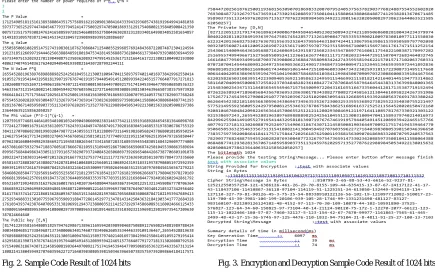 Fig. 3. Encryption and Decryption Sample Code Result of 1024 bits