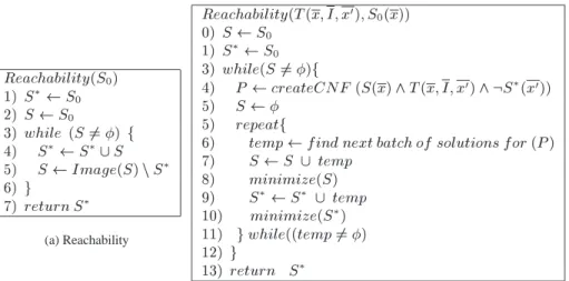 Figure 12: Reachability Algorithms. (a) Regular reachability algorithm. (b) Reachability using our All-SAT solver