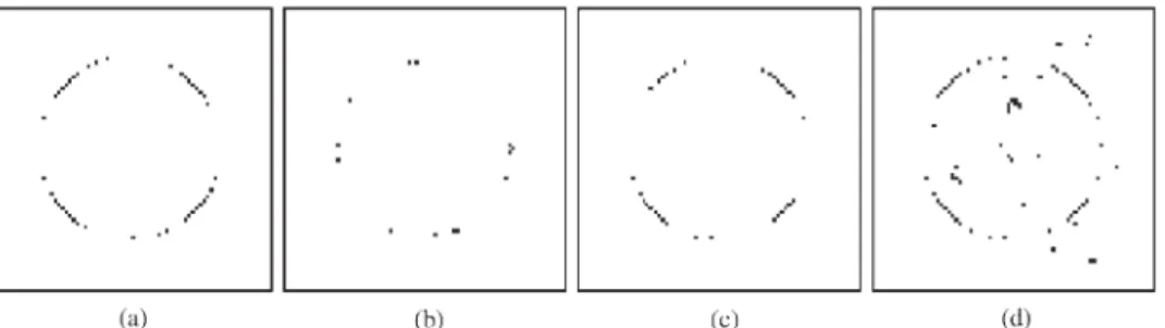 Fig. 3. Misdetection and false alarm edge pixels in the edge maps. (a) False alarms in map 1
