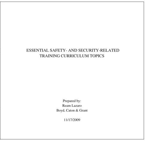 Figure 4. Safety and Security Training Curriculum