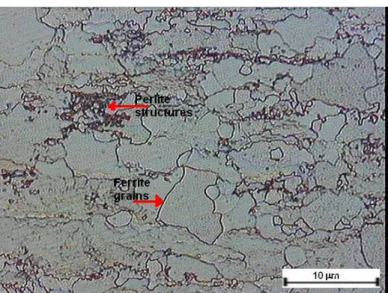 Figure 3.1. The optical micrograph of the microstructure of st37 steel, showing feritte  grains and fine perlitic structure
