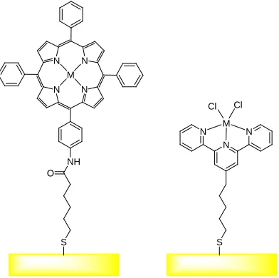 Figure 1-17 – Two SAMs designed with bulky tail groups by Porter(left)27 and Abruna(right).28  