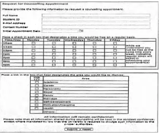 Figure 2.1: Online form to counseling appointment. 