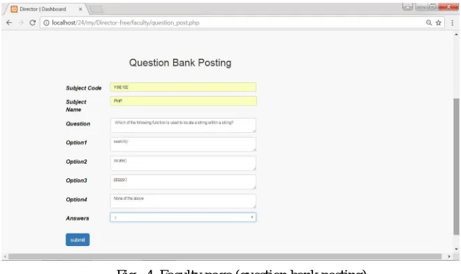 Fig.  4. Faculty page (question bank posting) 