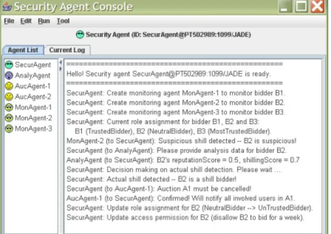 Figure 4. Security agent interface for ATM 