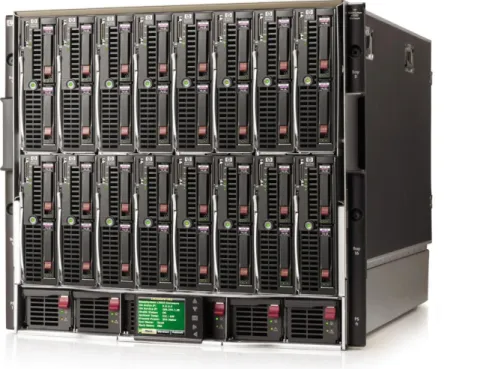 Figure 9: The HP BladeSystem c7000 enclosure (pictured with HP ProLiant BL460c G7 server blades) 