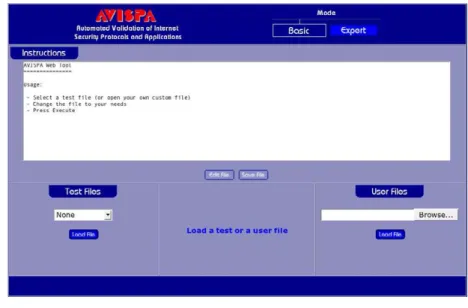 Fig. 2. A screen-shot of the AVISPA Tool in basic mode.