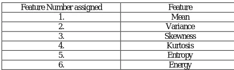 Table 3.1: Intensity histogram features 