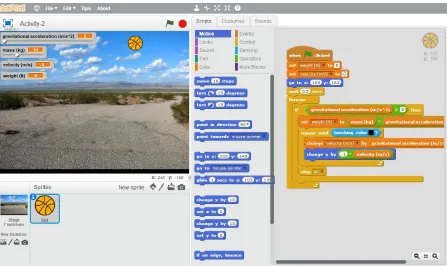 Figure 3.4. Screenshot of the second modeling activity in Scratch 