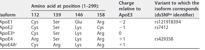 TABLE 1 List of ApoE variants used in this study