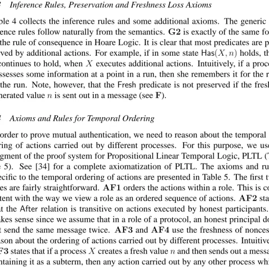 Table 4 collects the inference rules and some additional axioms. The generic in- in-ference rules follow naturally from the semantics