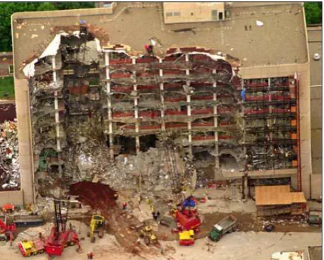 Figure 2.8 Damage to the Murrah Building, as a result of the blast and 