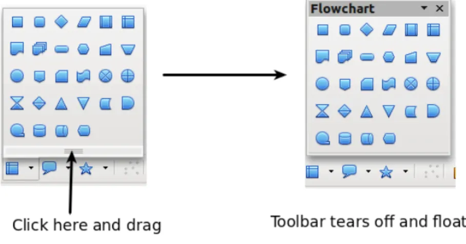 Figure 3 shows a tear-off toolbar from the Drawing toolbar. Once removed from the parent toolbar  it displays a title bar.