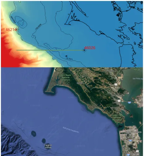 Fig. 1 The section of the bathymetry profile chosen for modelling, capturing the west swell of the north pacific