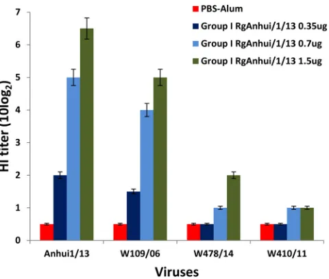 FIG 9 Viral titrations for RgW478/14 (group II)-vaccinated mice following challenge with group I and II viruses