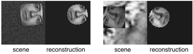 FIG. 4: Computer simulations of localisation and imaging of a face by a single-pixel camera as in the supplementary material [28]
