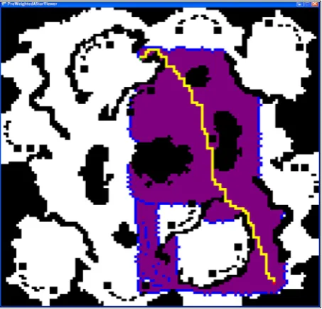 Figure 1: An example of an A* found path, showing the closed list