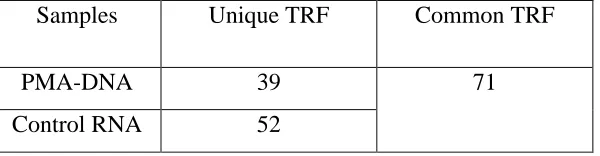 Table 2.2: Comparison of DNA, PMA-DNA and RNA based on their Total TRF 