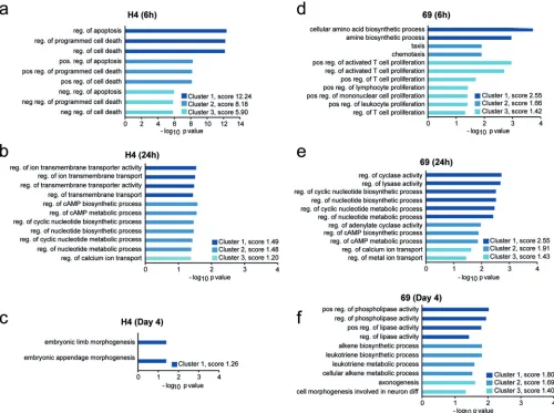 FIG 6 Gene ontology (GO) categories enriched among upregulated genes in NS3-H4-redirected T cells and NS5-69-redirected T cells