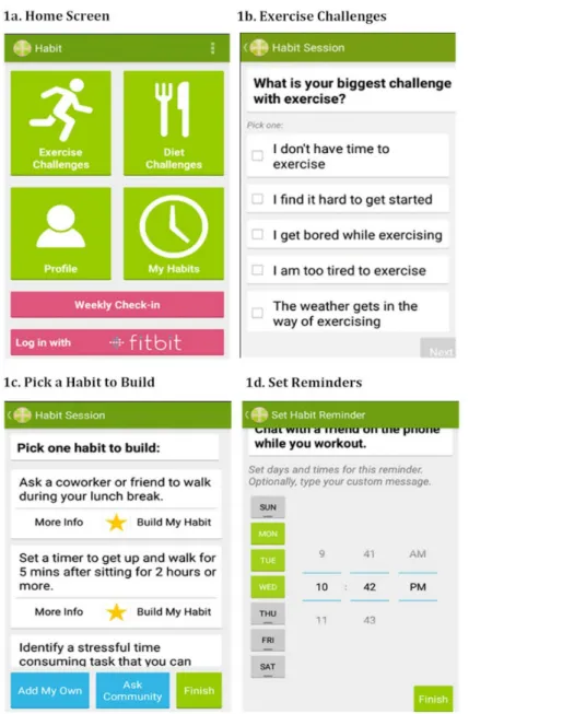 Figure 1.  Habit app screenshots.