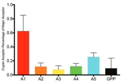 FIG 7 Cryptic acceptor usage as a percentage of major acceptor usage in transmitted/founder virusesand NL4-3