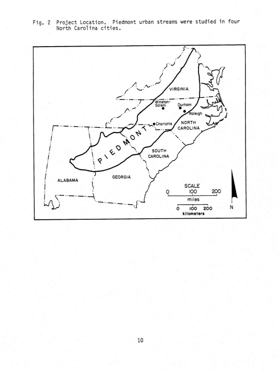 Fig. 2 P r o j e c t  Location. North Carolina c i t i e s .  