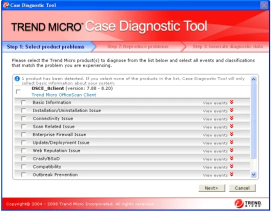 Figure 2: Select Product Problems screen