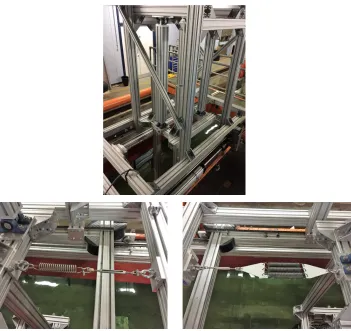 Figure 3: Top panel shows a photograph of the double pendulum setup on the carriage to support the jacket model.
