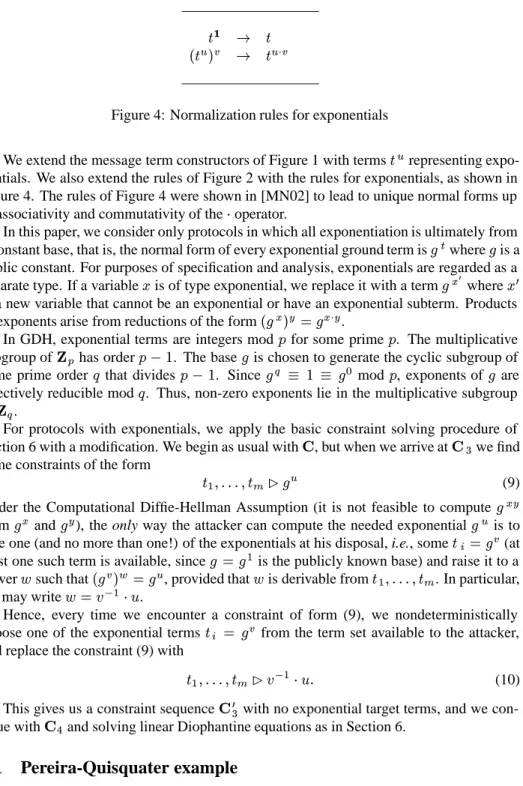 Figure 4: Normalization rules for exponentials