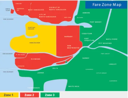 Figure 3: Fare Zone Map in Metro Vancouver