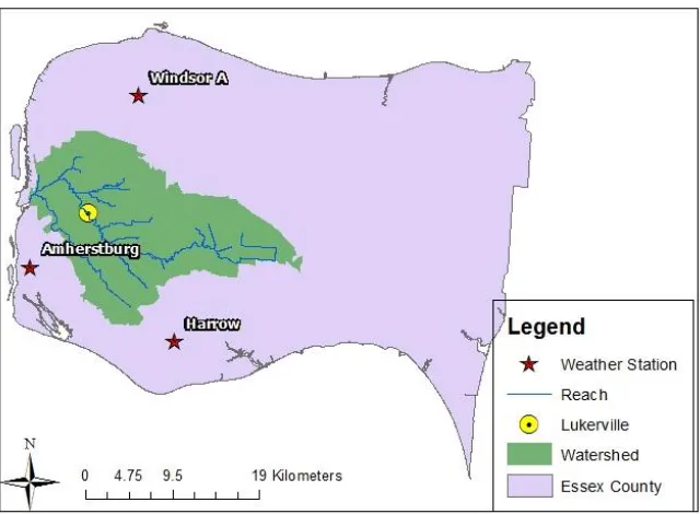 Figure 3. 1: Location of Canard River Watershed 