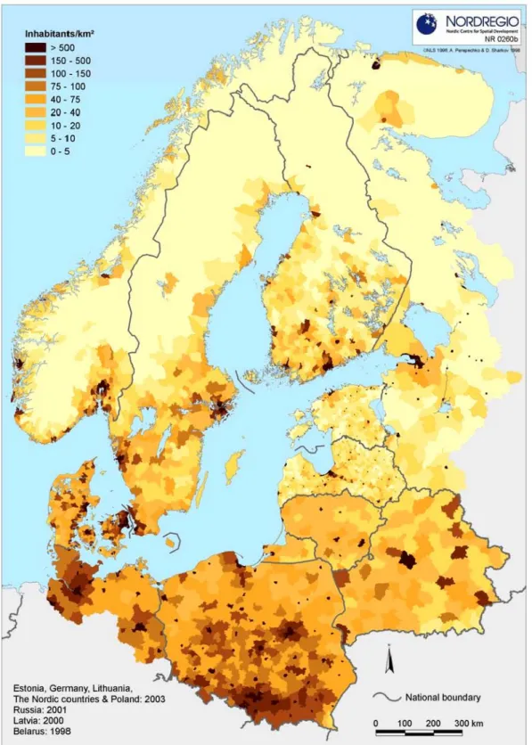Fig. 1 Population density in the Baltic Sea Region     