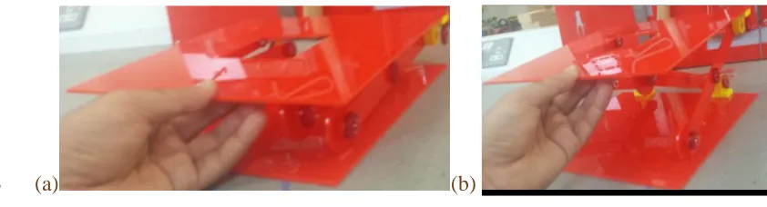 Figure 4: Scissor concept prototype at different levels (a) lowest, (b) highest. 