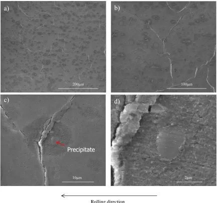 Figure 23. The SEM images of Al-Mn alloy rolled with 440C roll  after 1 pass, order of magnification from low 