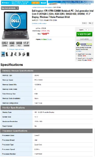 Figure 11: Detailed product web page 