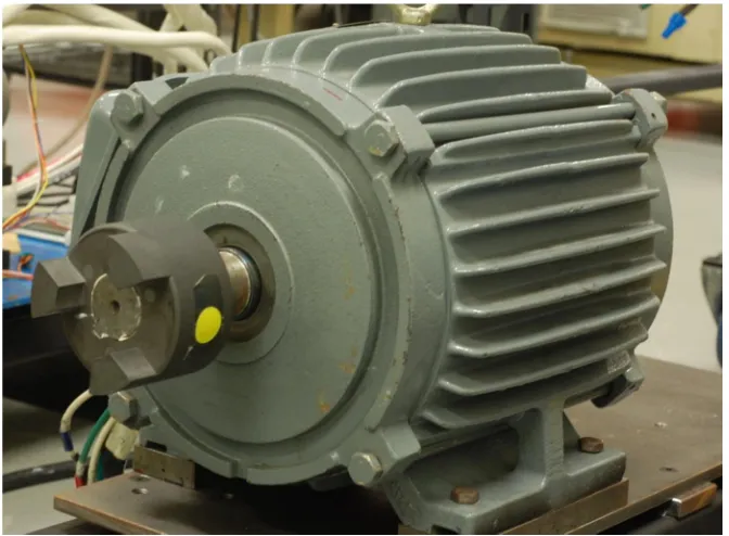 Fig. 1.1: Typical induction motor with cooling fins on the stator and coupler on the rotor shaft